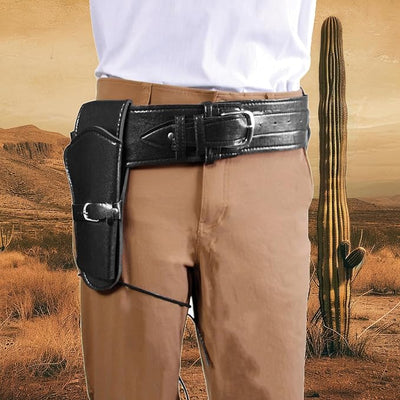 Faux Leather Black Single Holster Belt