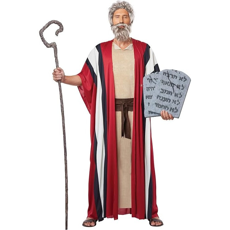 Traditional blue and white robe with headpiece for biblical costume party