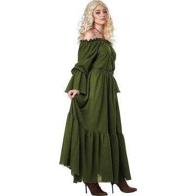 Medieval Renaissance Maxi Dress Women's Costume, Forest Green
