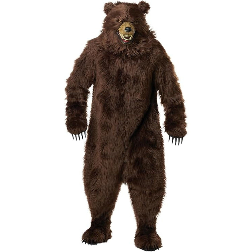 Grizzly Bear Adult Deluxe Costume with Moveable Jaw Mask