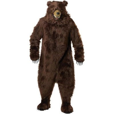 Grizzly Bear Adult Deluxe Costume with Moveable Jaw Mask