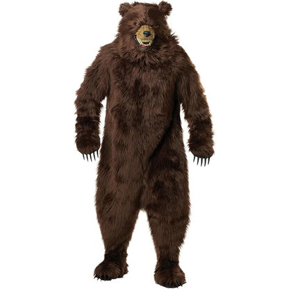 Grizzly Bear Adult Deluxe Costume with Moveable Jaw Mask