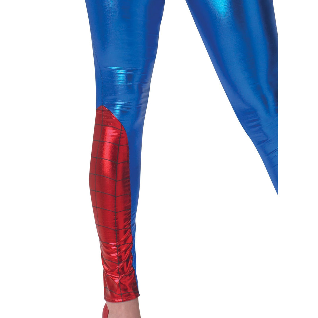 Young girl wearing Spider Girl Jumpsuit with matching mask