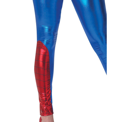 Young girl wearing Spider Girl Jumpsuit with matching mask