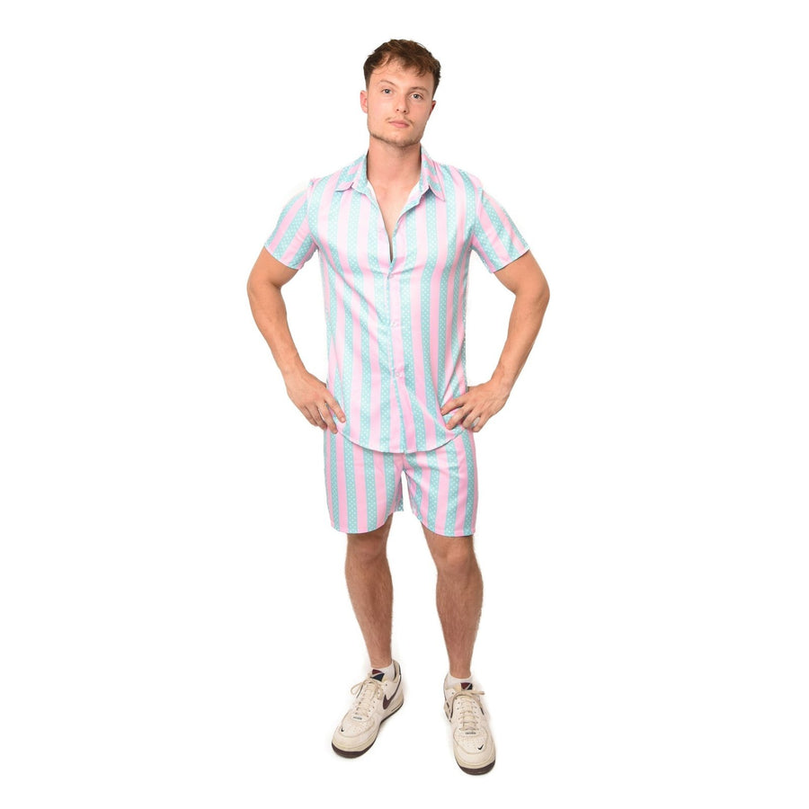 Ken Handsome Summer Costume for Men in Ocean Blue and White Stripes