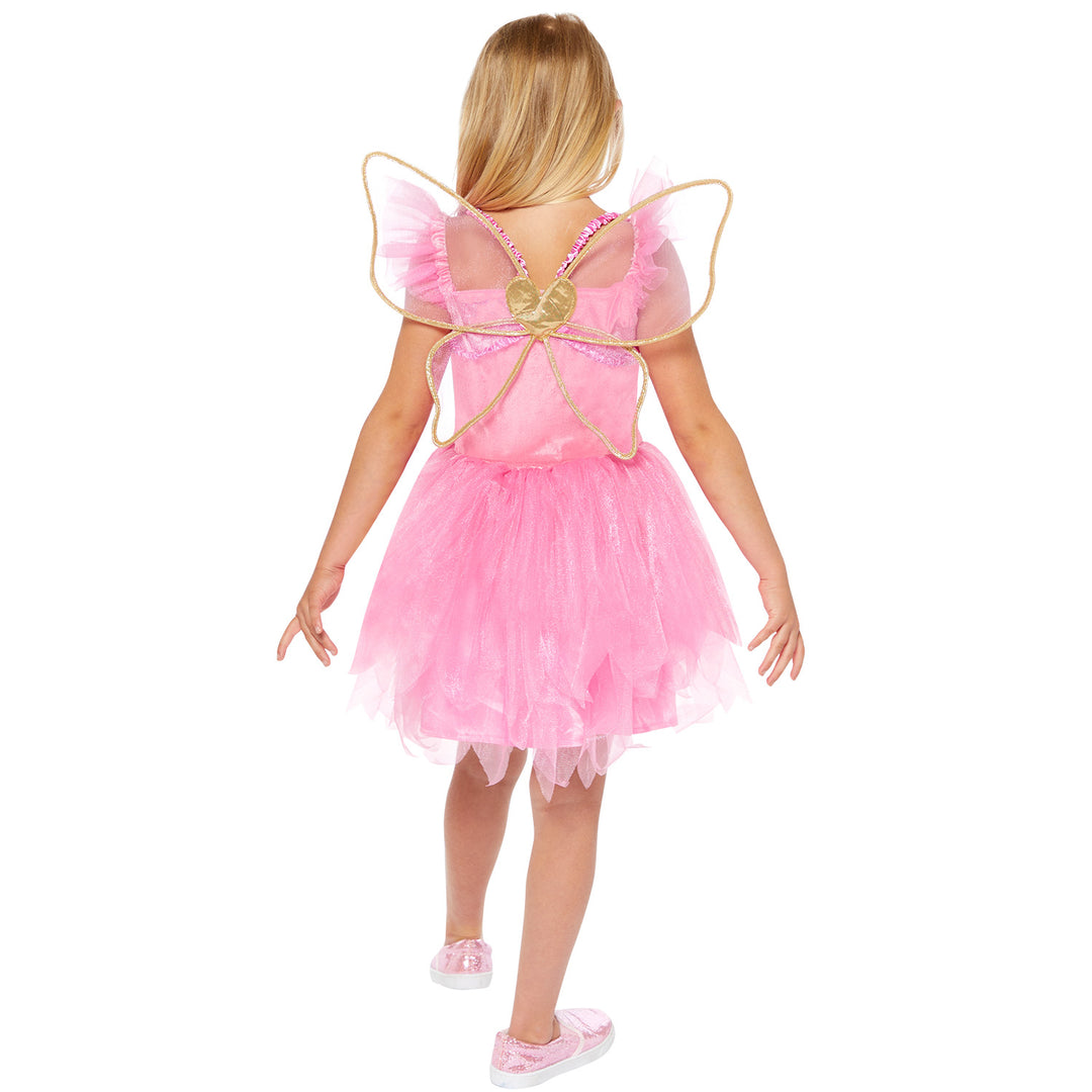 Girls fantasy dress costume with pink sequins and butterfly wings