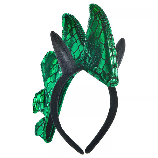 Shimmering metallic green dragon spike headband for a bold, edgy look