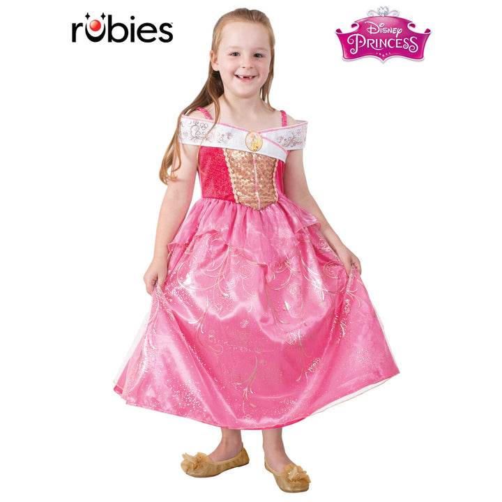 Sleeping Beauty Ultimate Princess Celebration Costume, Child - Front view with full gown and tiara