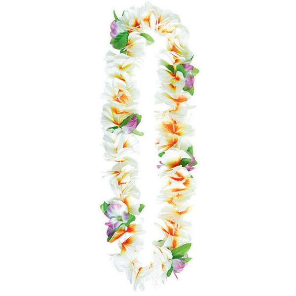 White Lei with Purple and Green Buds