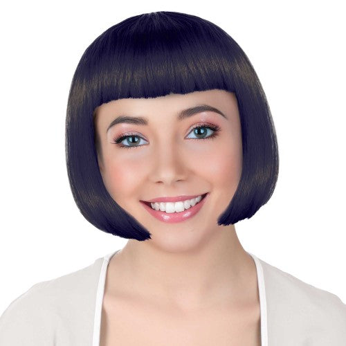 Black Bob Wig with Blunt Fringe