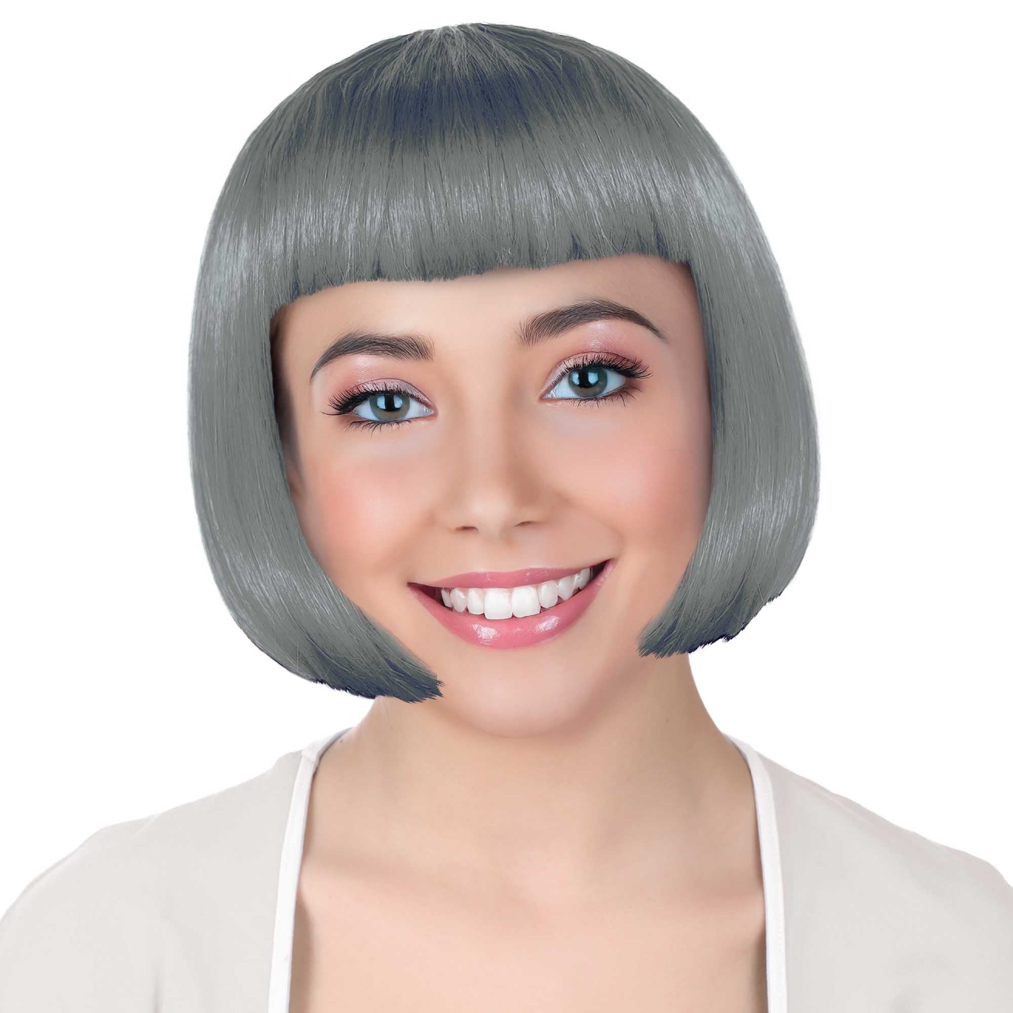 Silver Bob Wig with Blunt Fringe