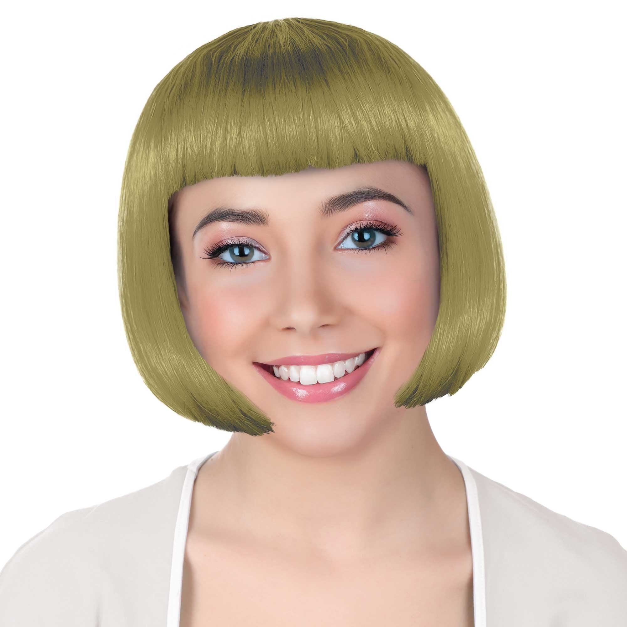 Gold Bob Wig with Blunt Fringe
