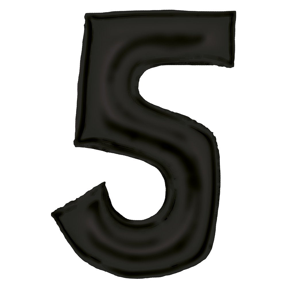 Silk Lustre Black Foil Number 5 Balloon 89cm