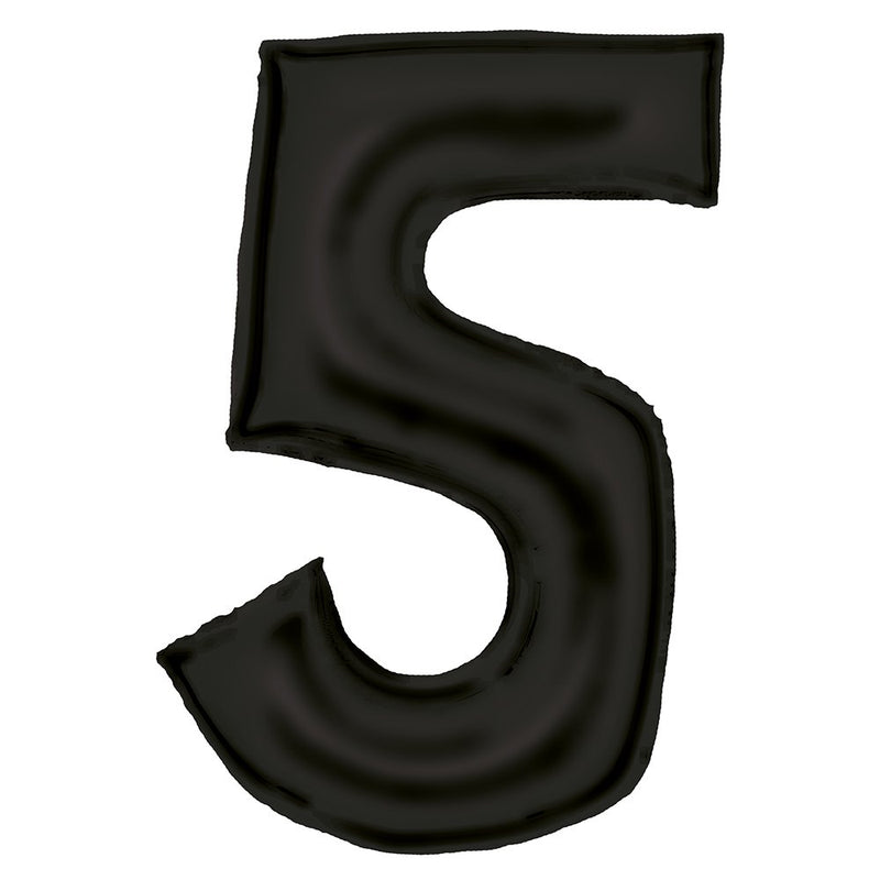 Silk Lustre Black Foil Number 5 Balloon 89cm