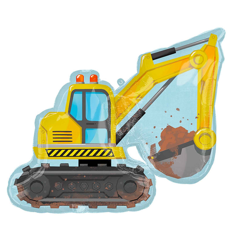 Construction Excavator Digger Supershape Foil Balloon 76cm