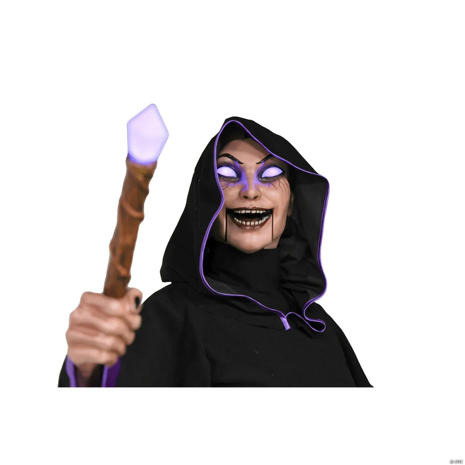 8 Ft. Animated Light-Up Hovering Witch with Broom & Wand
