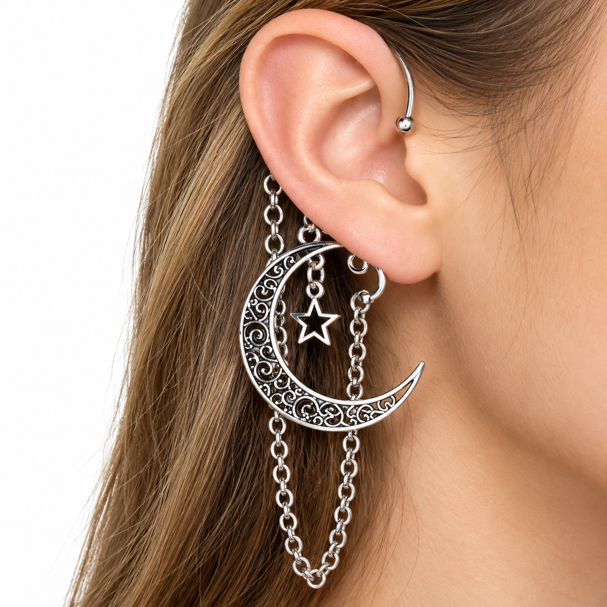 Big Moon & Star Ear Cuffs