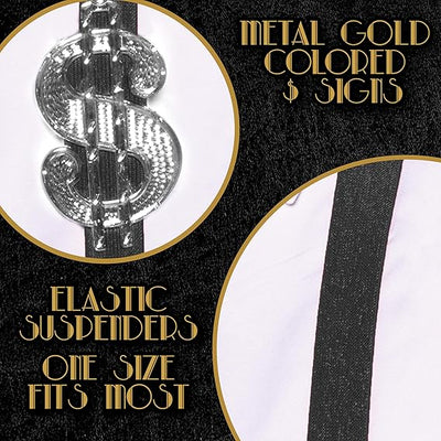 Pimp Silver Money Sign Suspenders