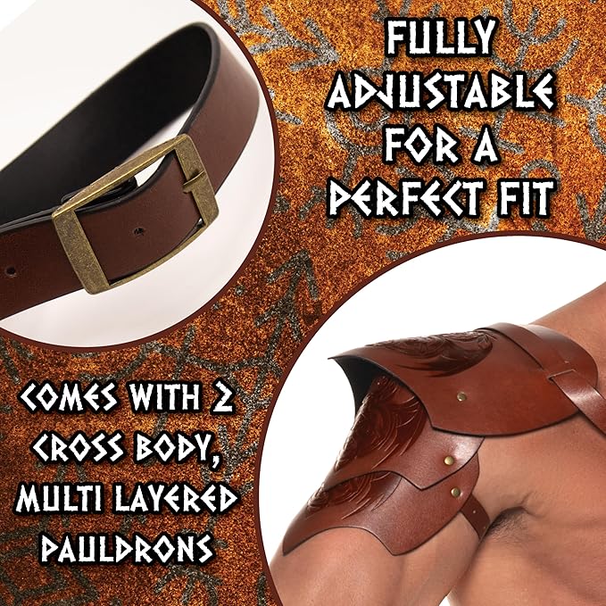 Dragon Warrior Double Shoulder Pauldrons, Brown