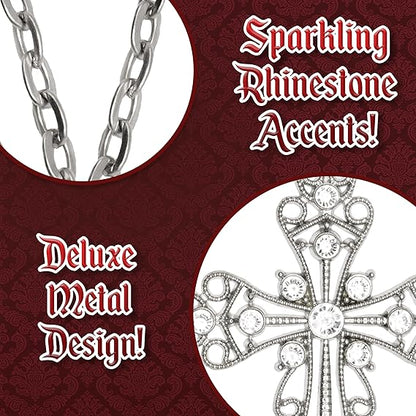 Silver Rhinestone Studded Cross