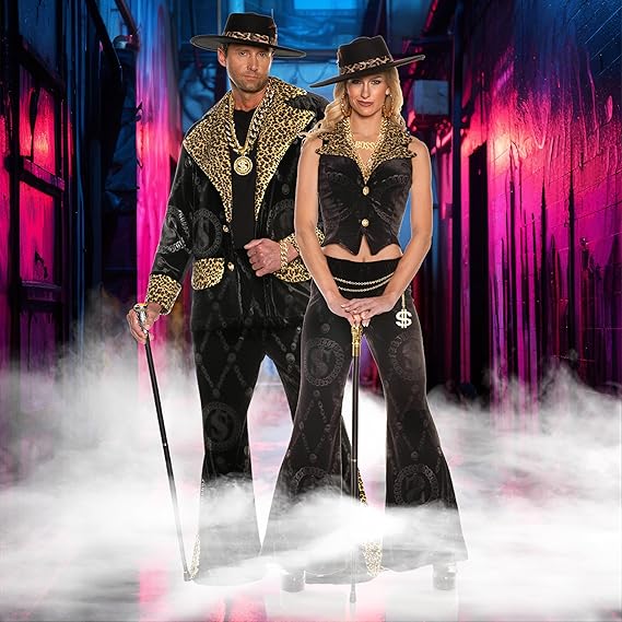 Sexy Pimp Lady Hustler Costume Women, Black