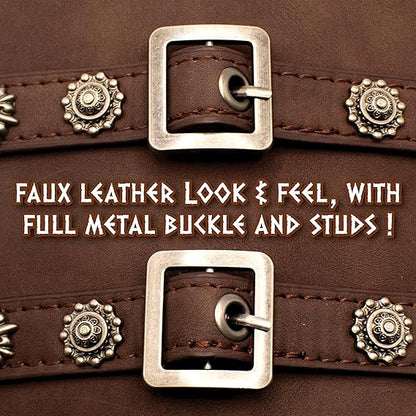 Faux Leather Warrior Arm Guard Cuffs Brown