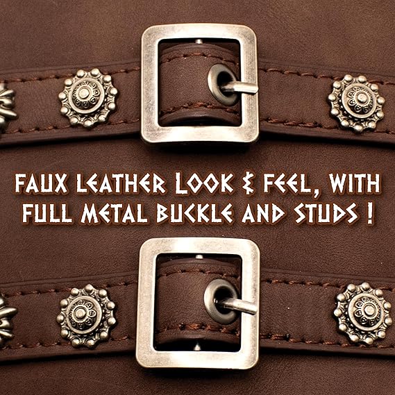 Faux Leather Warrior Arm Guard Cuffs Brown