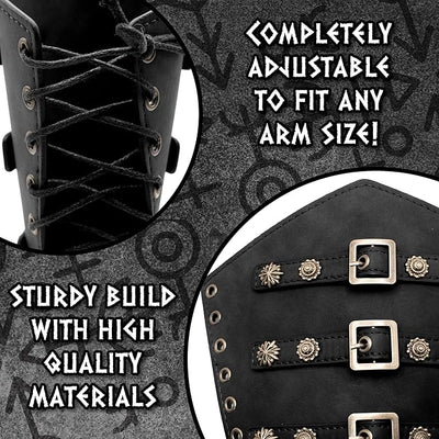 Faux Leather Warrior Arm Guard Cuffs Black