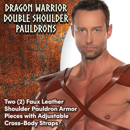Dragon Warrior Double Shoulder Pauldrons, Brown