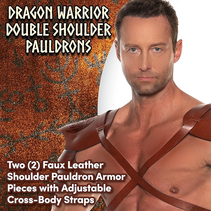 Dragon Warrior Double Shoulder Pauldrons, Brown