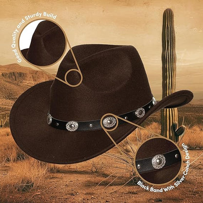 Cowboy Hat with Black Band and Silver Conch