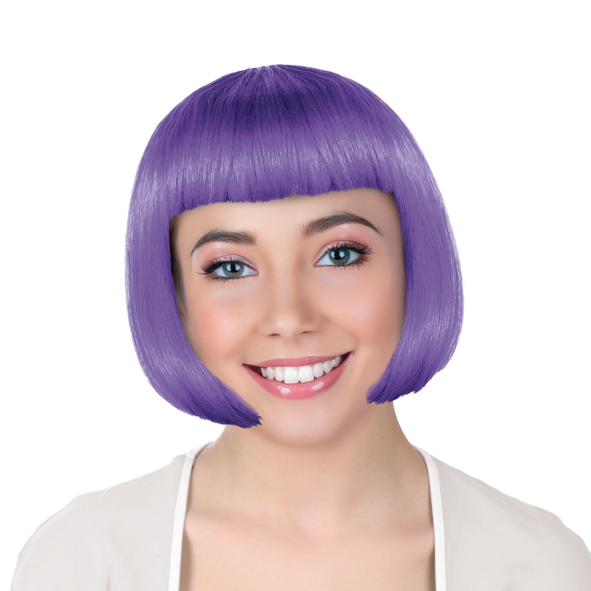 Purple Bob Wig with Blunt Fringe