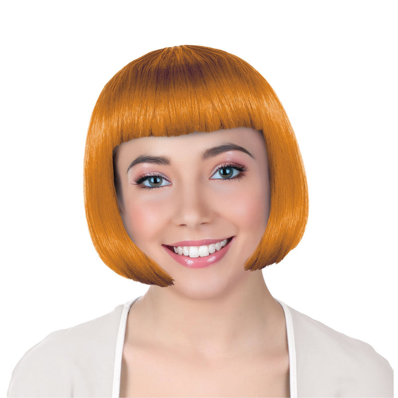 Orange Bob Wig with Blunt Fringe