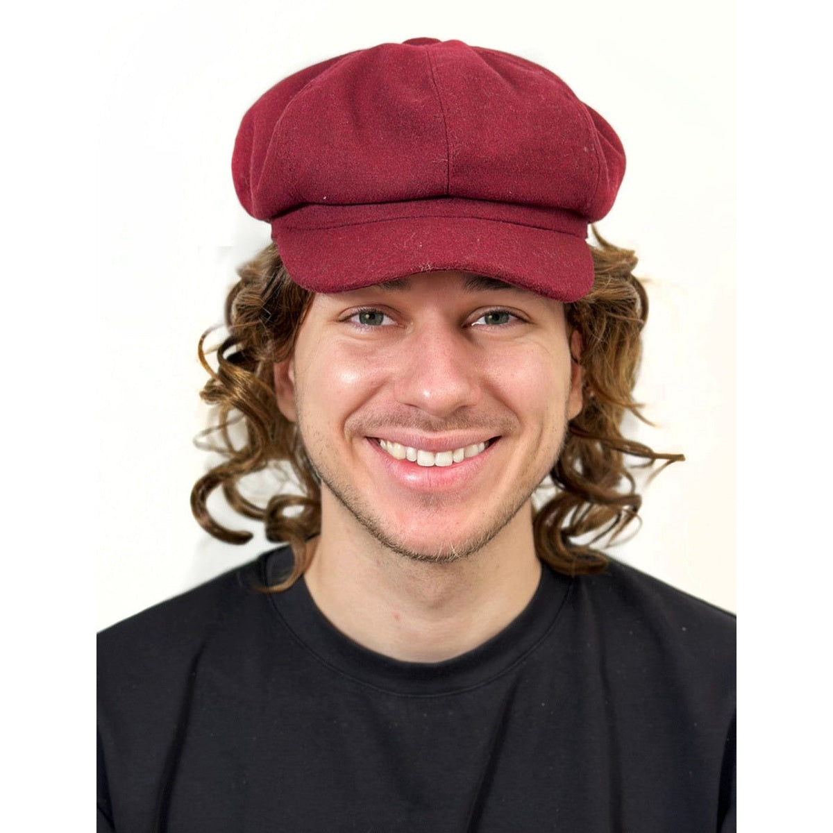 Burgundy Newsboy Cap – 8-Panel Baker Boy Hat