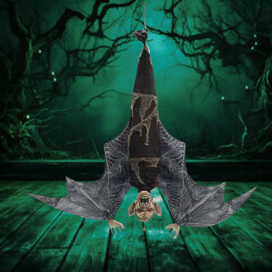 Black and purple 46 Menacing Hanging Bat product, perfect for Halloween decor