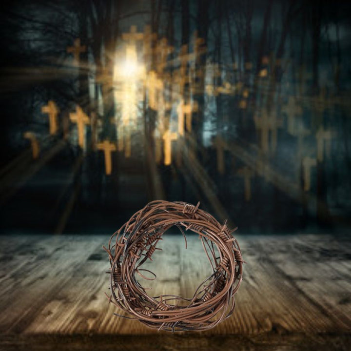 Two coils of 100' rusted barbed wire for rustic decoration