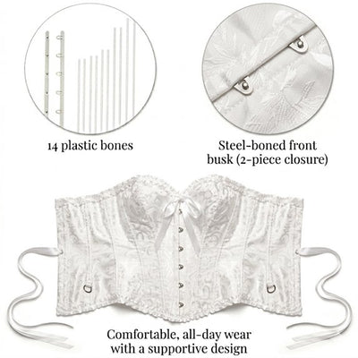 Lace Brocade Corset, White