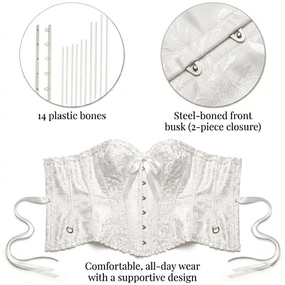 Lace Brocade Corset, White