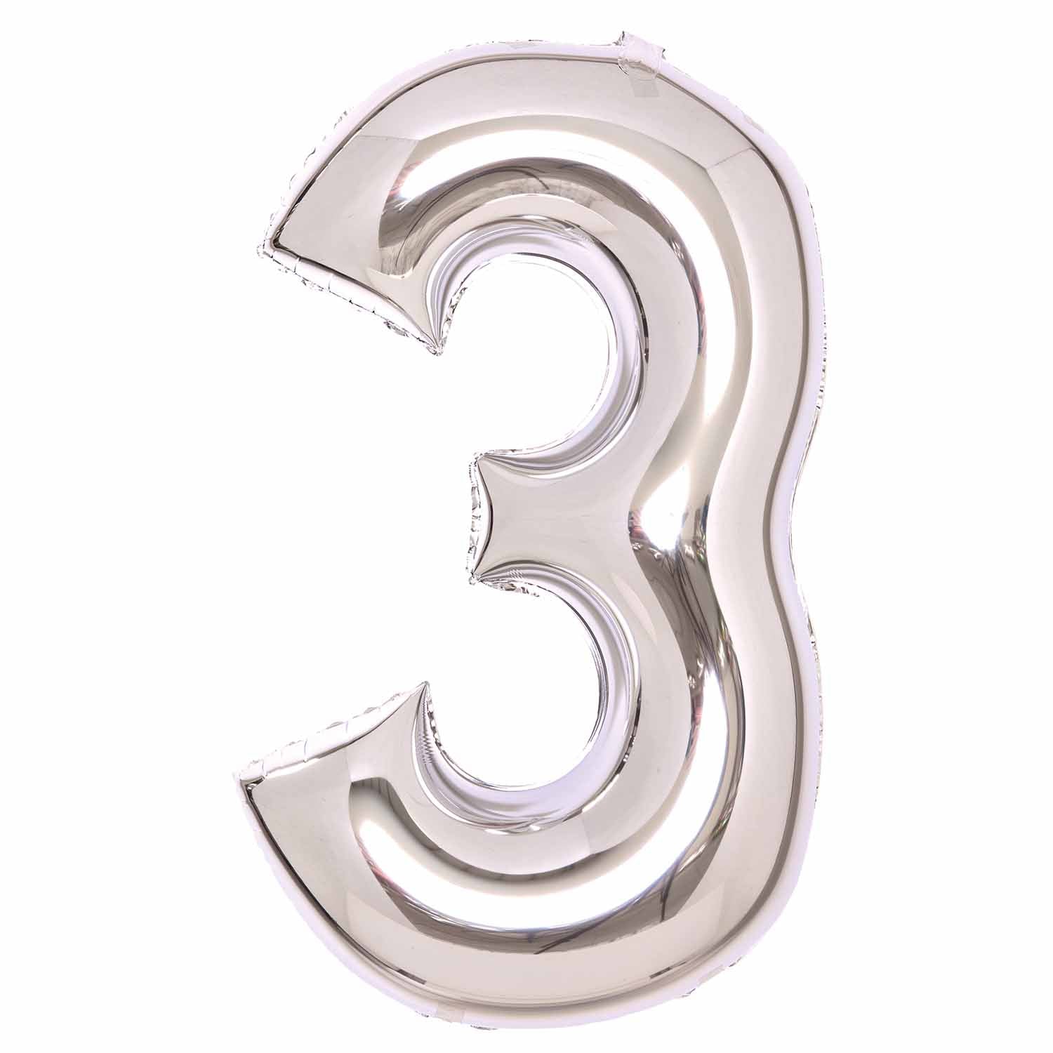 Silver Large Foil Number 3 Balloon 89cm
