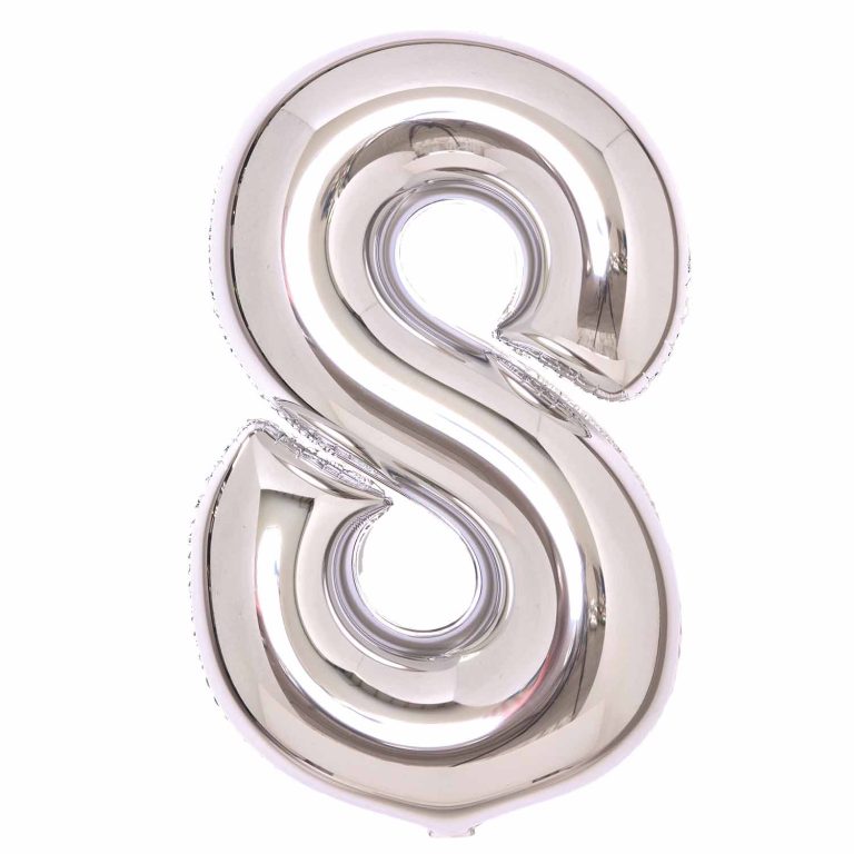 Silver Large Foil Number 8 Balloon 89cm