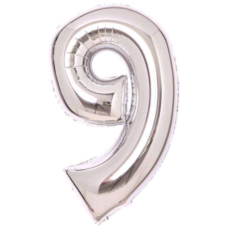 Silver Large Foil Number 9 Balloon 89cm
