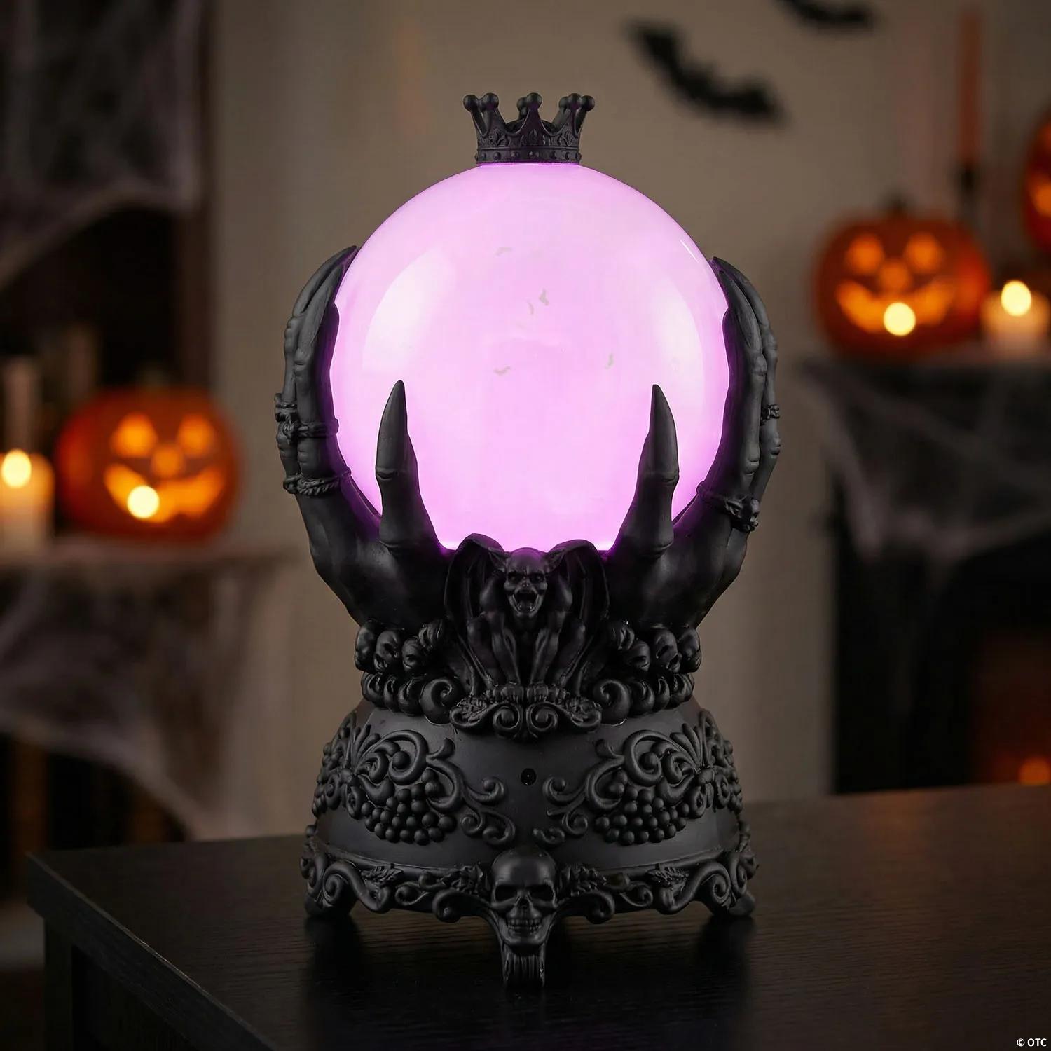 9" Light-Up LED Purple Crystal Ball with Bats