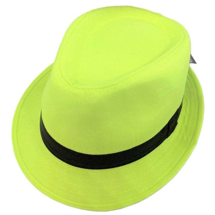 Florescent Green 80's Neon Fedora Hat