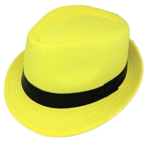 Florescent Yellow 80's Neon Fedora Hat