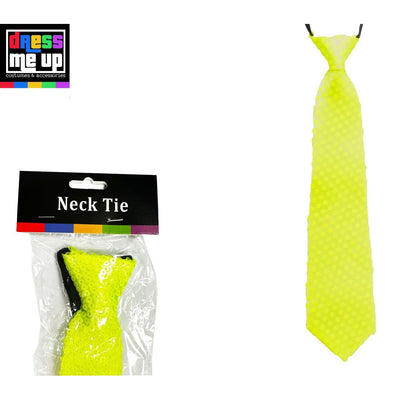 Neon Yellow Sequin Necktie with Elastic