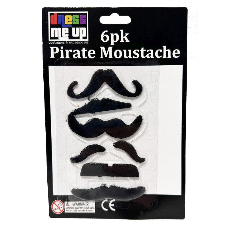 Pirate Moustache 6PK
