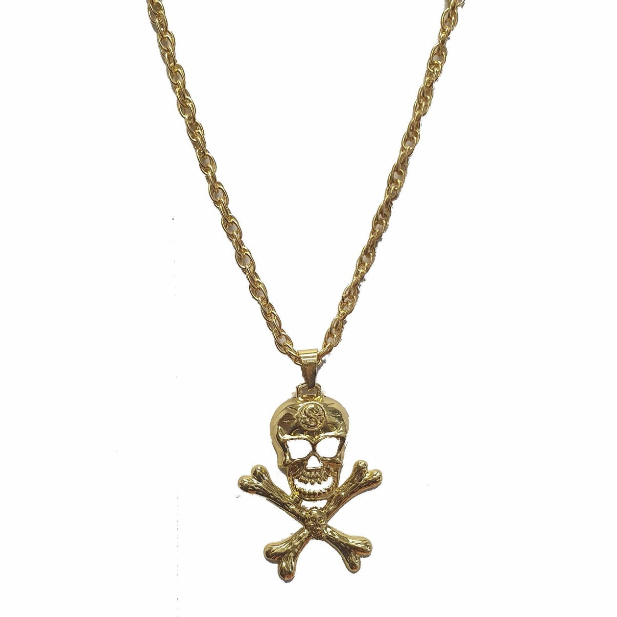 Gold Skull and Crossbones Necklace