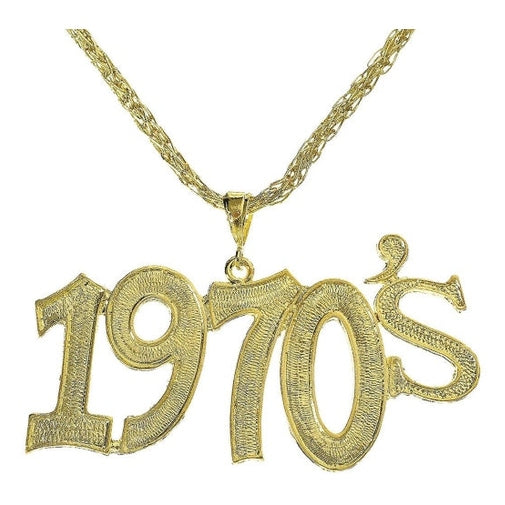 1970's Disco Fever Gold Etched Necklace