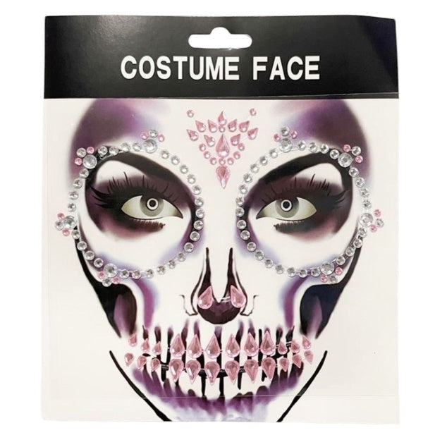 Pink & Clear Gem Face Stickers