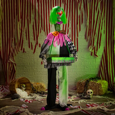 Animated Light-Up Standing Clown with Green Venom Halloween Decoration 5 Ft. 10"